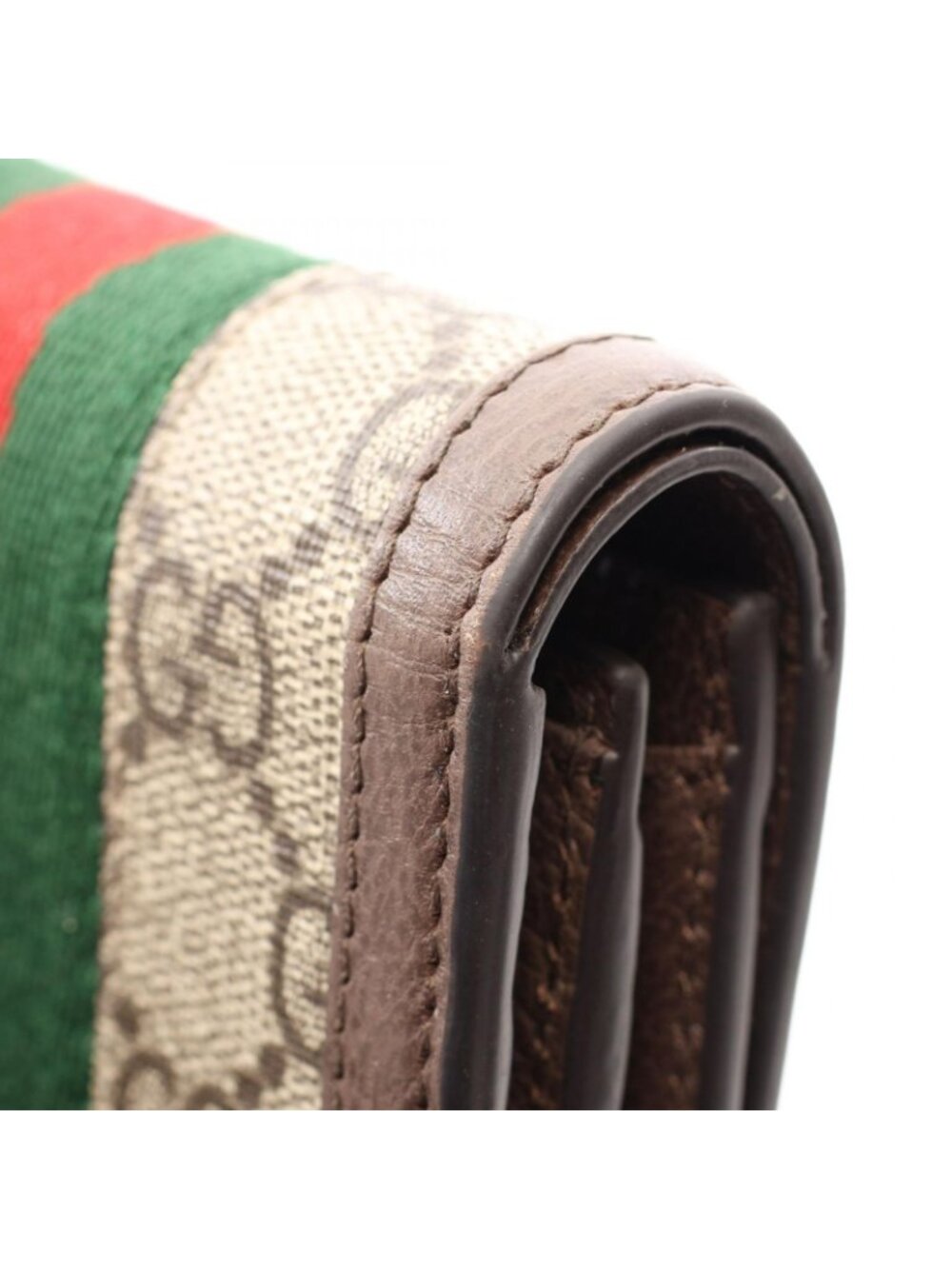 Gucci Bifold Wallet Ophidia GG Sherry Line Beige Brown Green Leather - Picture 8 of 8